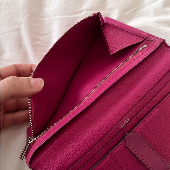 Hermes Wallet Bearn Souffle Vaux Epson Rose w/silver hardware AUTHENTIC - Picture 6 of 10